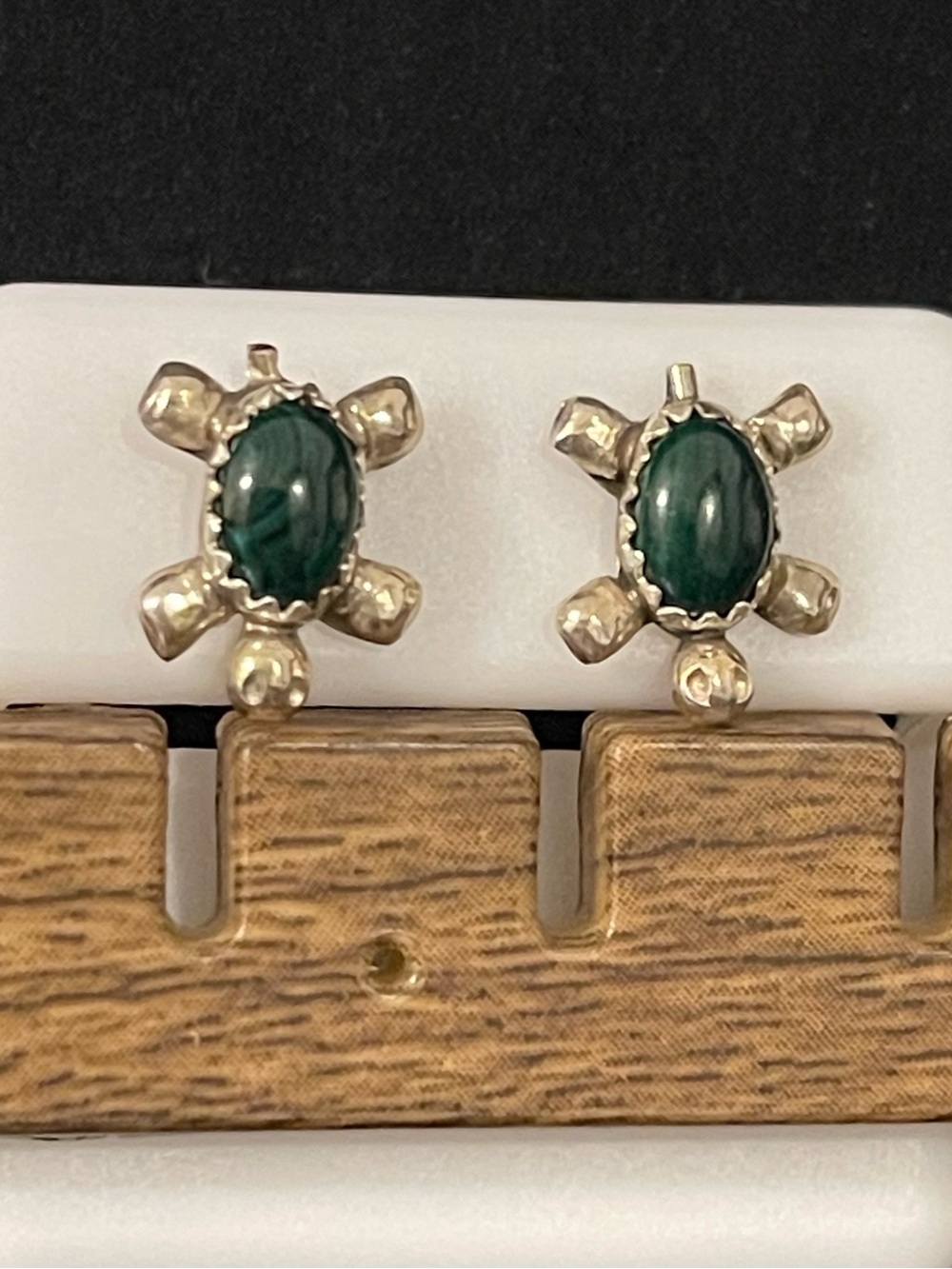 Dark Green Malachite Stone Post Earring 🐢